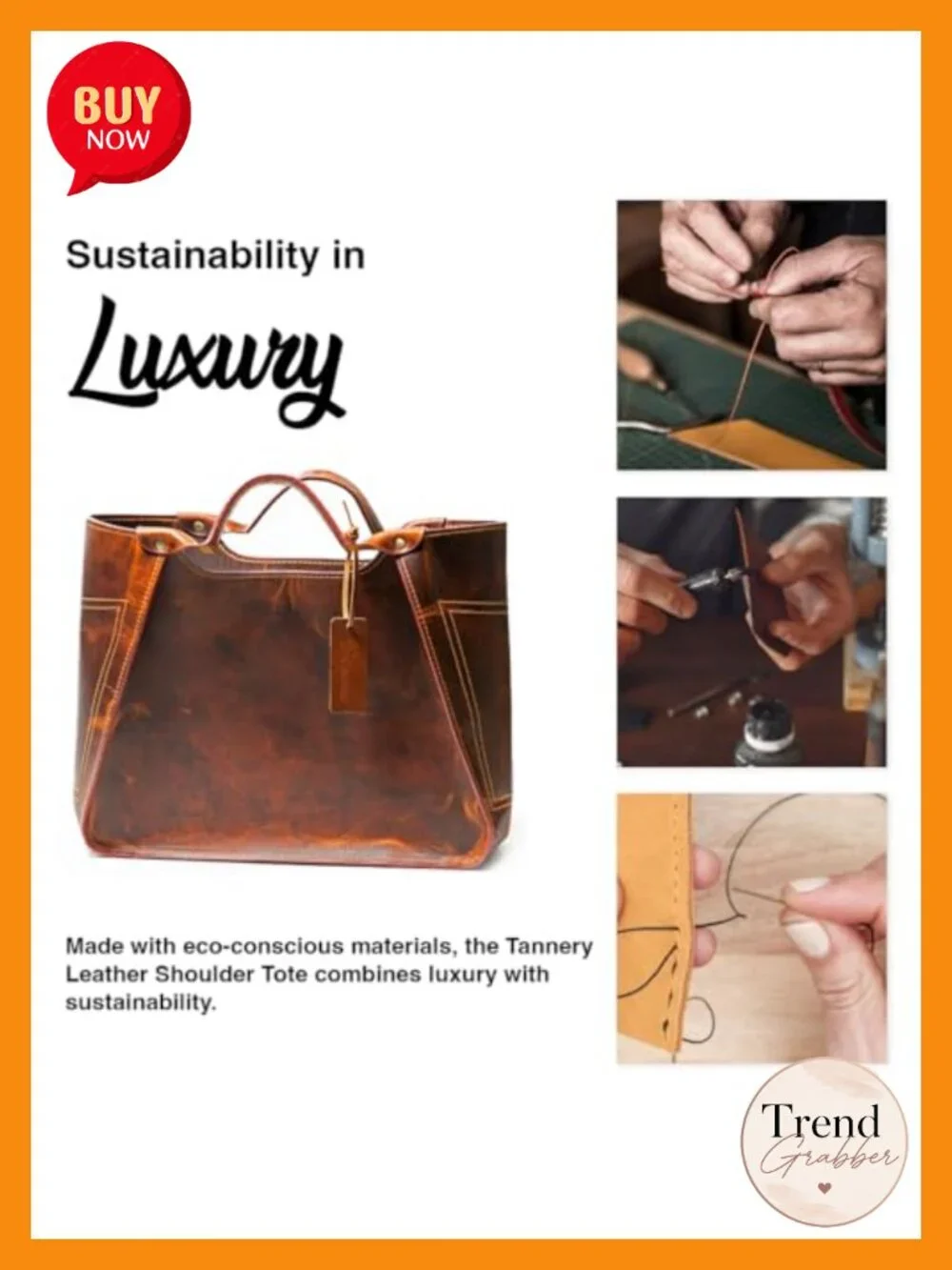 Large Genuine Full Grain Leather Tote Bag for Work & Travel